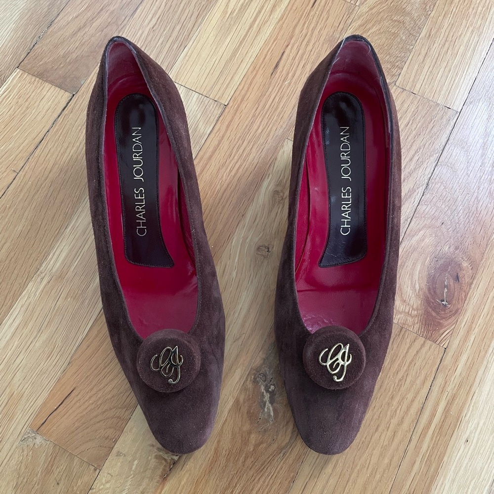 Charles Jourdan Vintage Chocolate Brown Suede Women's Shoes